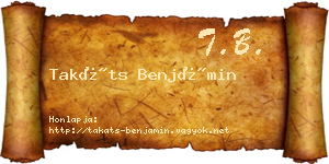 Takáts Benjámin névjegykártya